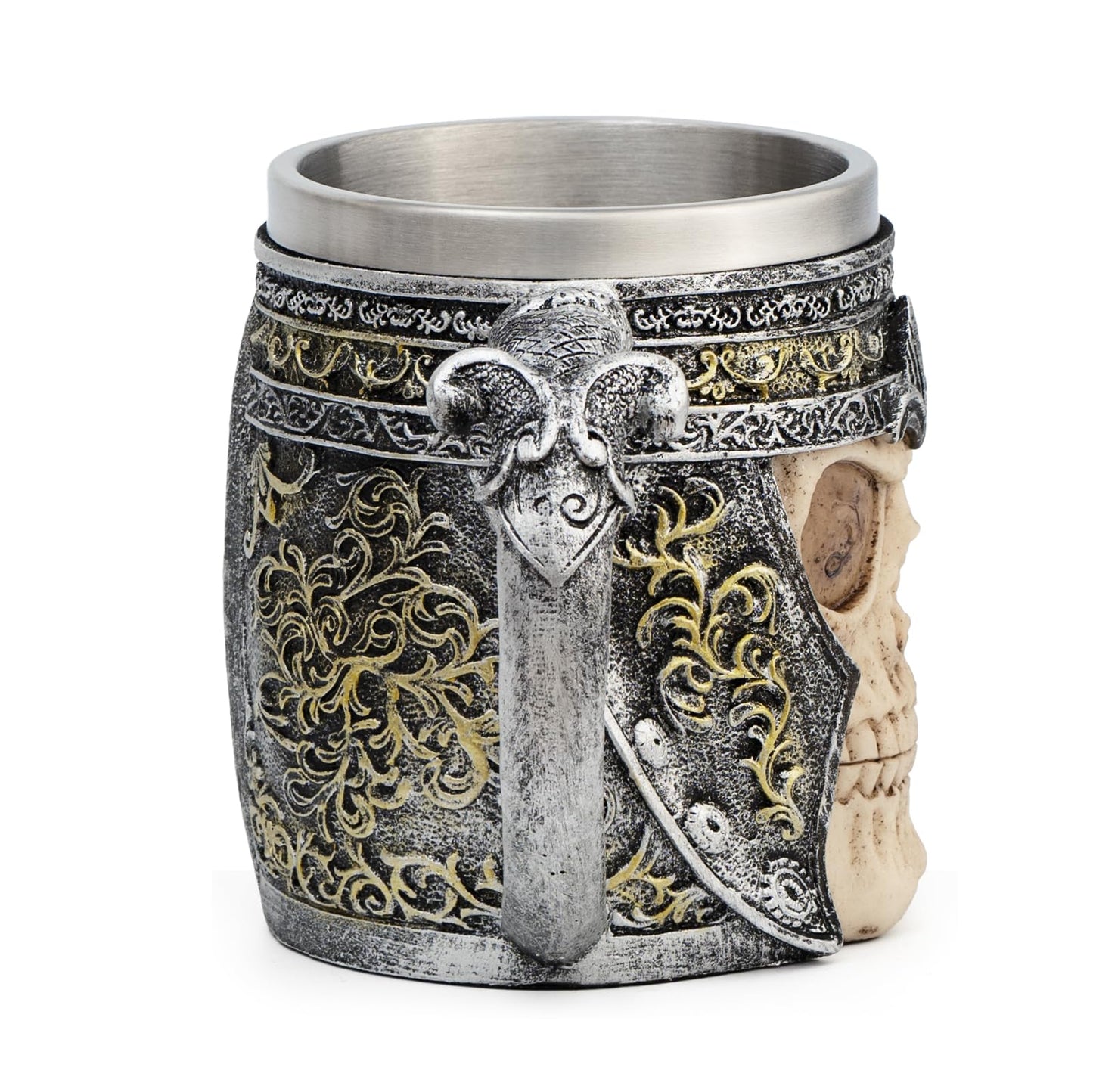 CHICVITA Viking Stainless Steel Skull Coffee Mug Viking Skull Beer Mugs Gift for Men Father's Day Gifts