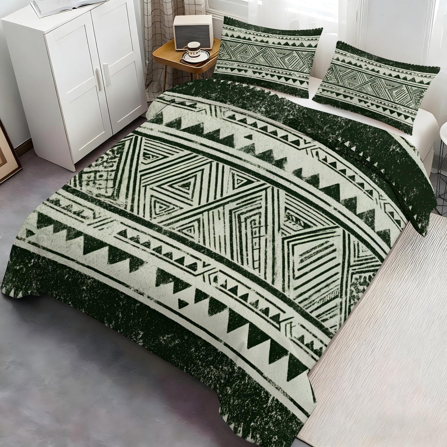 ZAOMIR Boho Aztec Duvet Cover Queen Size, Bohemian Exotic Southwestern Bedding Set 3 Piece, Geometric Striped Patterned Comforter Cover with Zipper Soft Microfiber, 2 Pillowcases