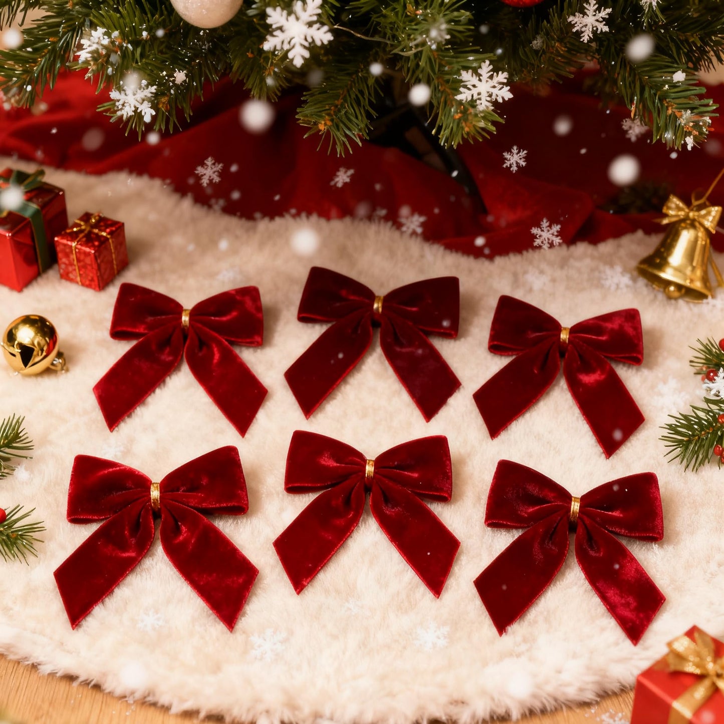 Doacpcr 24 Pcs Burgundy Small Velvet Bows for Valentines Day Decorations, 3.5 Inch Xmas Velvet Ribbon Bow Ornaments for Christmas Farmhouse Wreath Garland DIY Craft Gift Wrapping Decorative, 1" W