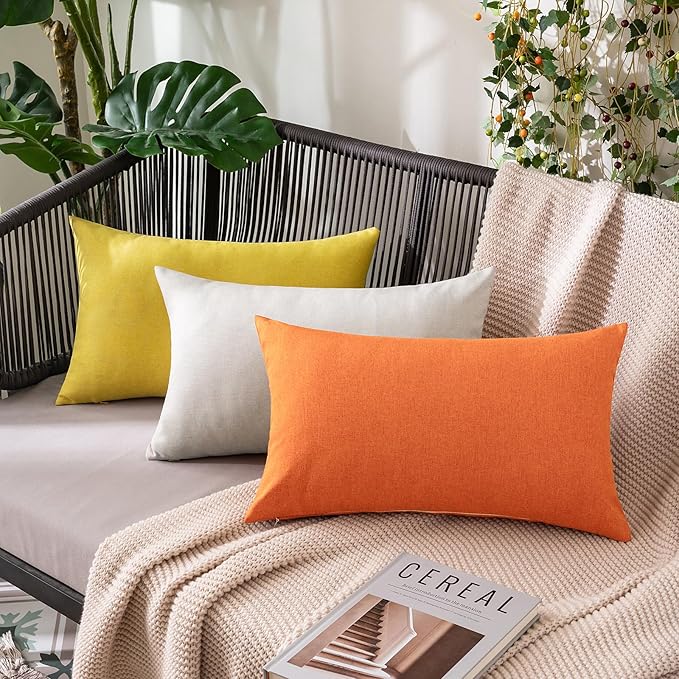 MIULEE Pack of 2 Decorative Outdoor Solid Waterproof Throw Pillow Covers Faux