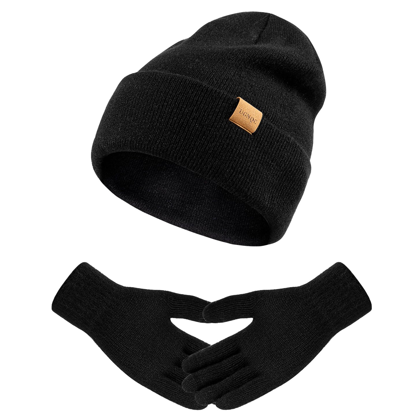 Womens Beanie Winter Hat Long Scarf Touchscreen Gloves Set Fleece Lined Skull Caps for Women Men