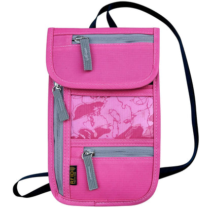 Travel Neck Wallet, RFID Blocking Passport Holder with Adjustable Neck Strap for Men and Women to Keep Cash, Credit Cards and Travel Documents Safe - Rose