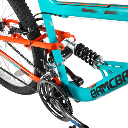 HH HILAND Full Suspension Mens Mountain Bike, 18 Speed, 26 Inch Wheel, Dual V Brake Bike for Men Womens Adult Bicycle