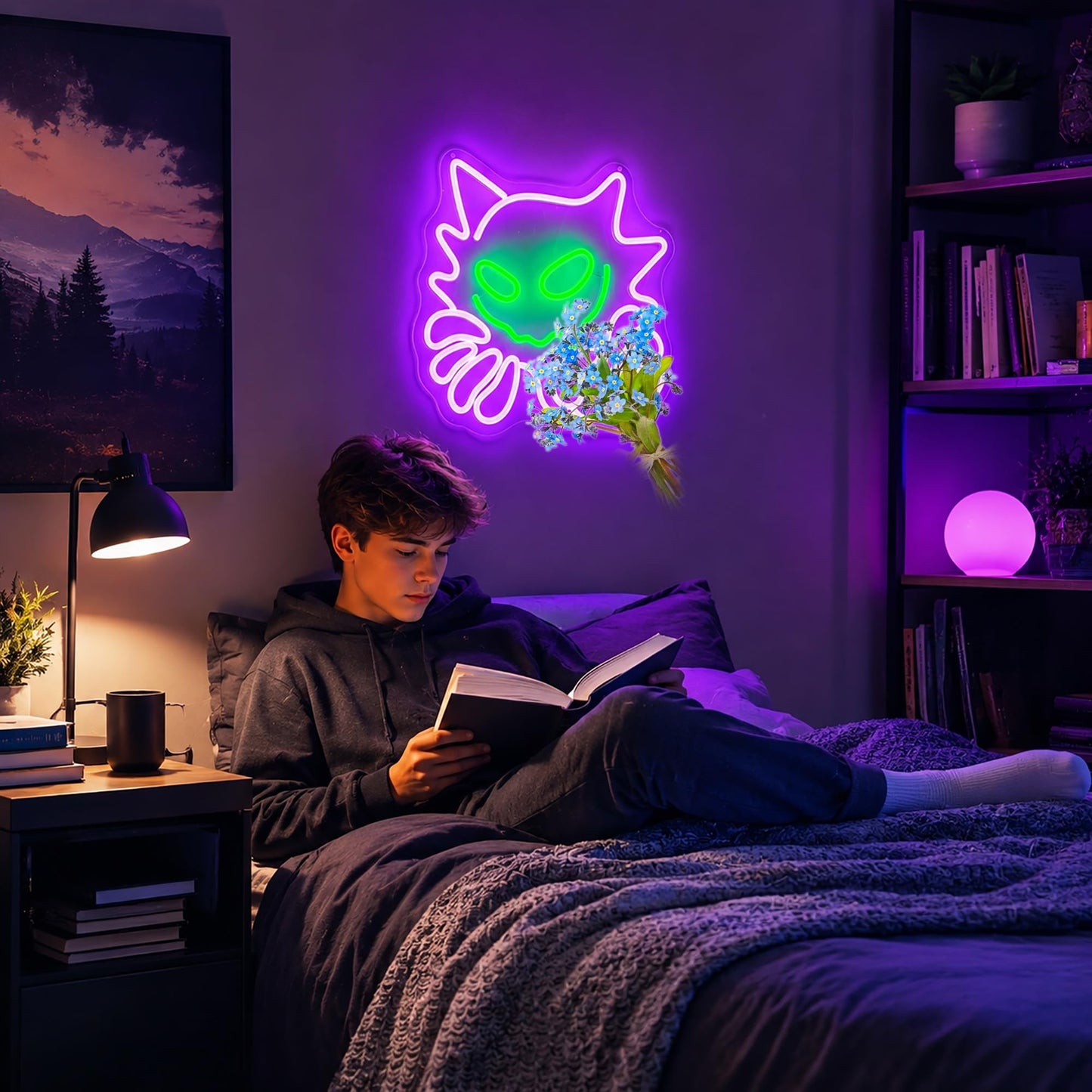 Bkuupau Neon Sign, Anime Neon Signs for Wall Decor LED Light up Signs Home Decor for Bedroom, Man Cave, Gaming Room, Party, Club, Pub, Bar Decoration Christmas Halloween Easter Gift USB Operated