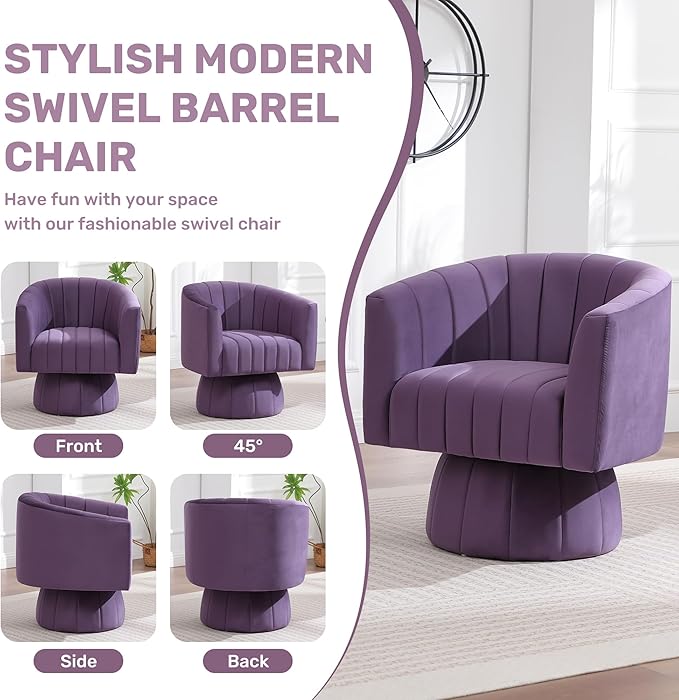 Swivel Accent Barrel Chair Set of 2, Cute Comfy Small Round 360° Arm Chair