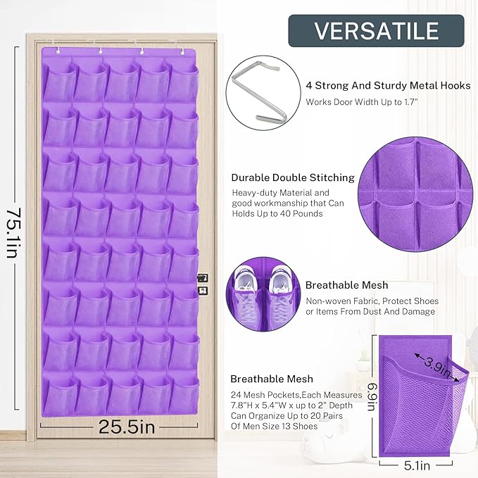 40-Pocket Over the Door Shoe Organizer