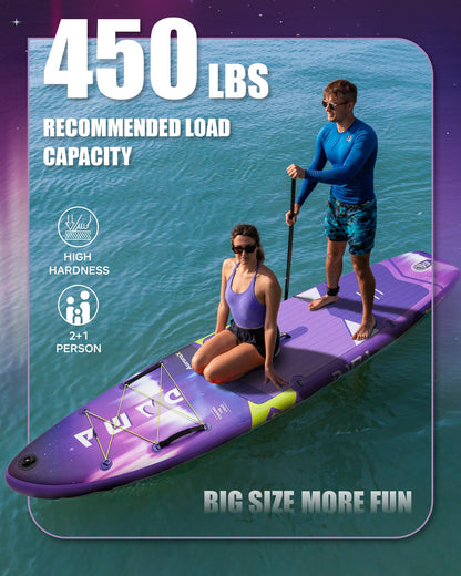 DAMA Extra Wide All-Around Stand Up Paddle Board, 450 lbs Capacity, Stable Design for Beginners, for 2+1 People and Pets, 11'6" x 34" x 6", Family Use on Lakes, Rivers and Coastal Waters