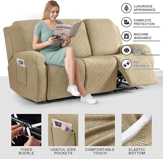 Timeles Recliner Covers for 3 Seater Reclining Couch Covers Sofa Slipcover