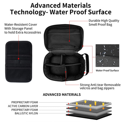 IDEATECH Smell Proof Bag, Stash Box with Lock, Smell Proof Containers, Odorless Travel Storage Bag, Home Organizer Case Lock Box with Accessories, Gift for Women/Men (Black)