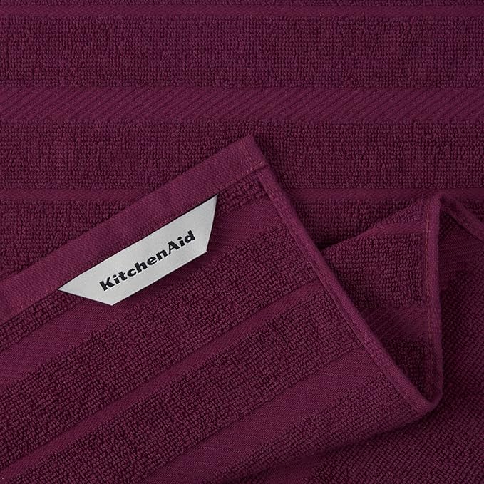 KitchenAid Albany Kitchen Towel 4-Pack Set, Boysenberry Purple/White