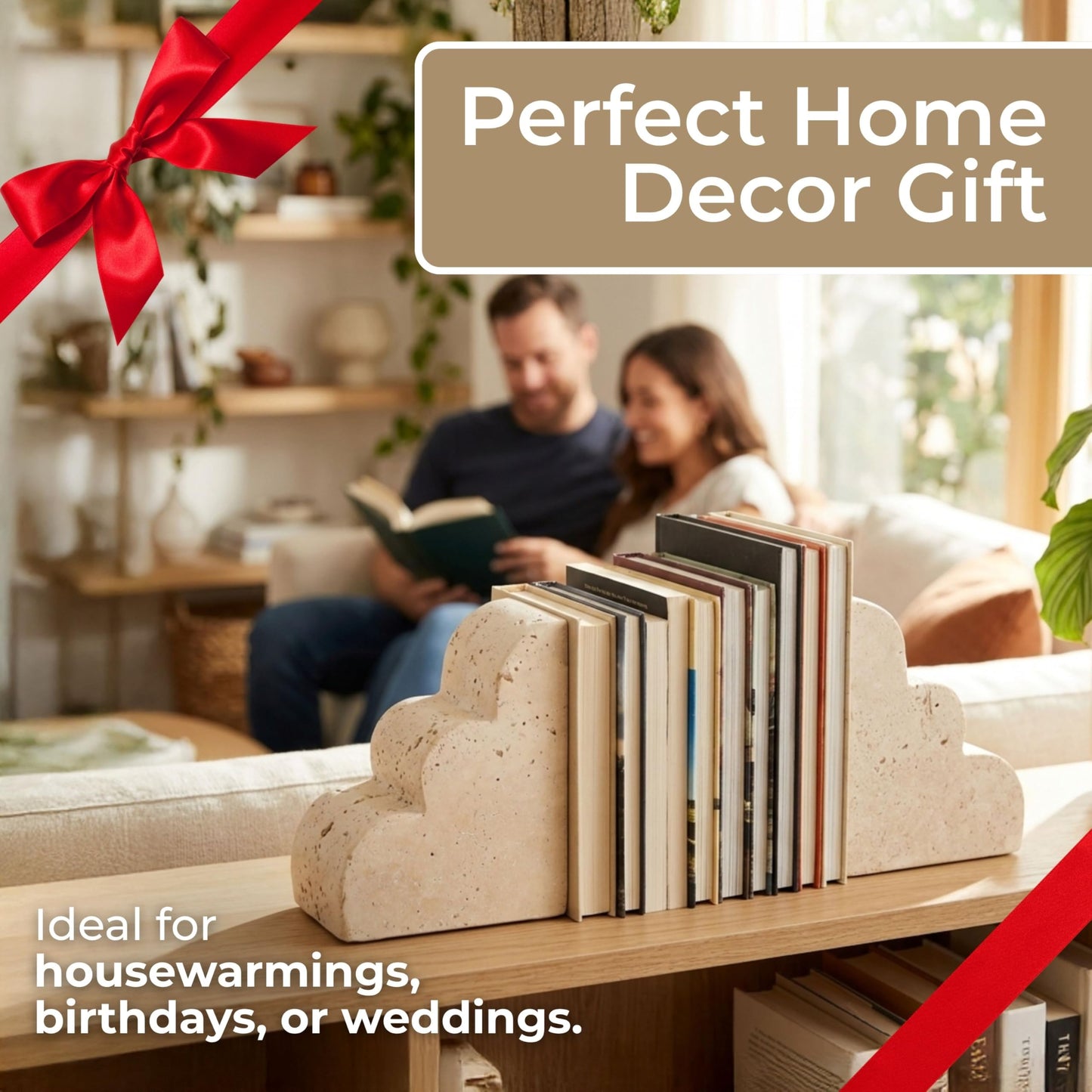 Sagebrook Home 5" Tan Travertine Cloud Bookends (Set of 2)