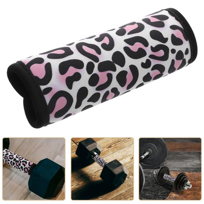 OHPHCALL Barbell Pad Set 2Pcs with Leopard Print Dumbbell Handle Covers Horizontal Bars Sleeve Non-Slip Protective Grip Pads for Pull Up and Weight Lifting Training