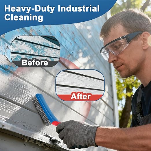 4-Pack Heavy Duty Wire Brush and Scraper Set, 3 Stainless Steel Scratch Brushes