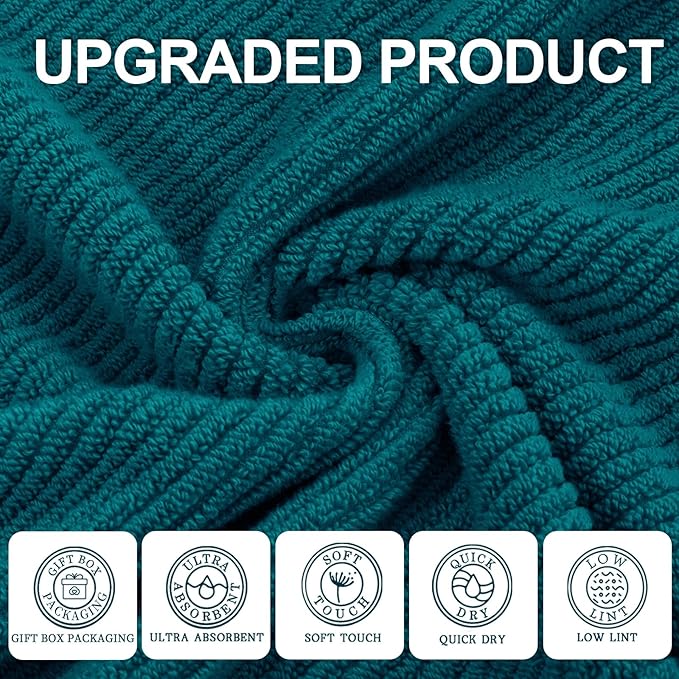 VOOVA & MOVAS Towels Set for Bathroom, 100% Cotton | Quick Dry | Soft | Thick