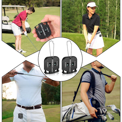Macuezu 2 PCS Golf Counter Clicker, Portable Square Golf Clicker for 2 Players, Mini Score Keeper Stroke Counter with Hanging Rope for Sport Competitions, Games Scores