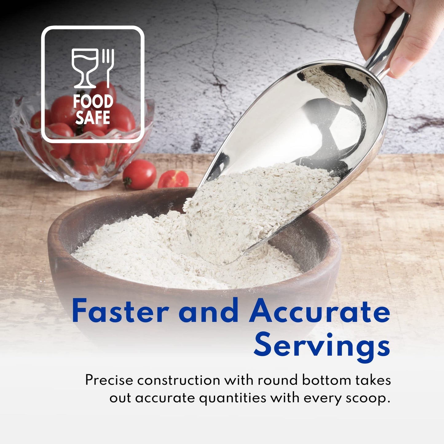 New Star Foodservice Restaurant Grade Stainless Steel Bar Ice Flour Utility Scoop, 18-Ounce