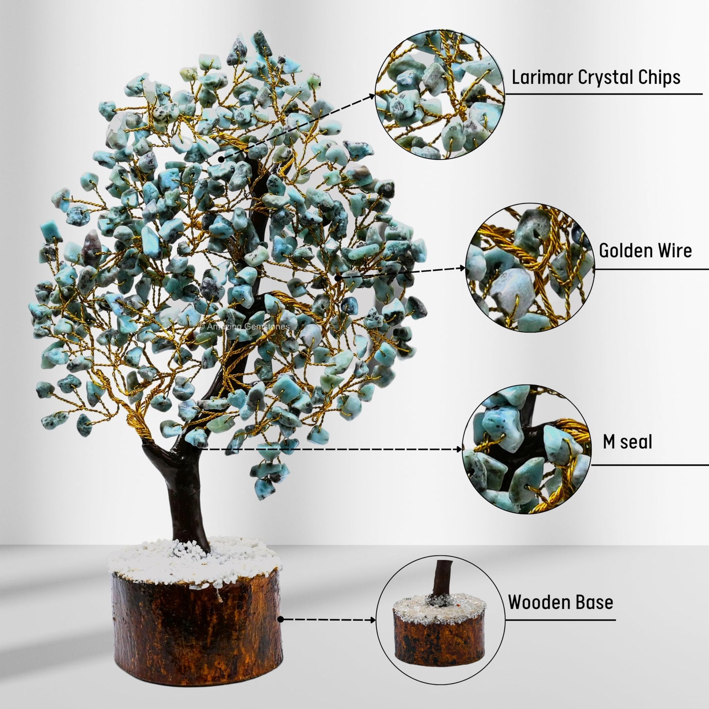 Amazing Gemstone Crystals and Healing Stones Birthday Gifts for Women - Larimar Crystal Tree of Life Home Decor Stocking Stuffers, Bookshelf, Room, Meditation Gift for Mom Dad, Unique Birthday Gifts
