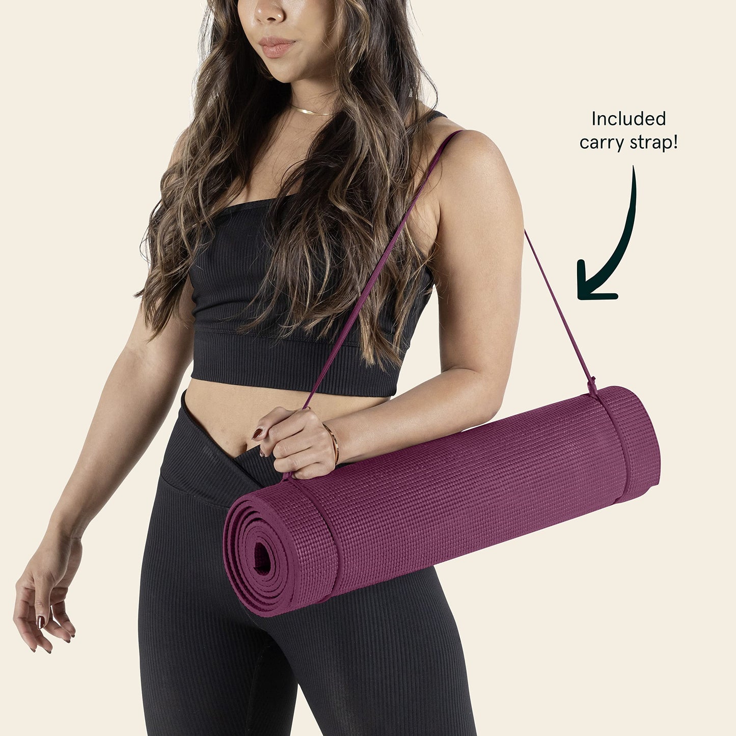 Retrospec Pismo Yoga Mat w/Nylon Strap for Men & Women - Non Slip Exercise Mat for Yoga, Pilates, Stretching, Floor & Fitness Workouts, .5mm Thick, Easy to Clean
