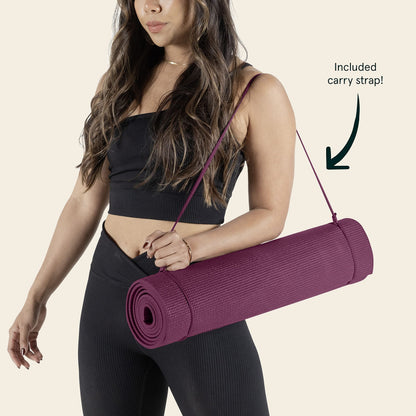 Retrospec Pismo Yoga Mat w/Nylon Strap for Men & Women - Non Slip Exercise Mat for Yoga, Pilates, Stretching, Floor & Fitness Workouts, .5mm Thick, Easy to Clean