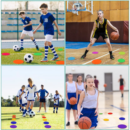 SIFENYU 4inch 9 Inch Poly Spot Markers for Gym Floor Poly Spots, 12/18/24/36 Pcs Round Non-Slip Rubber Floor Dots Agility Markers Flat Cones for Sports Soccer PE Training, Dance, Classroom Activities