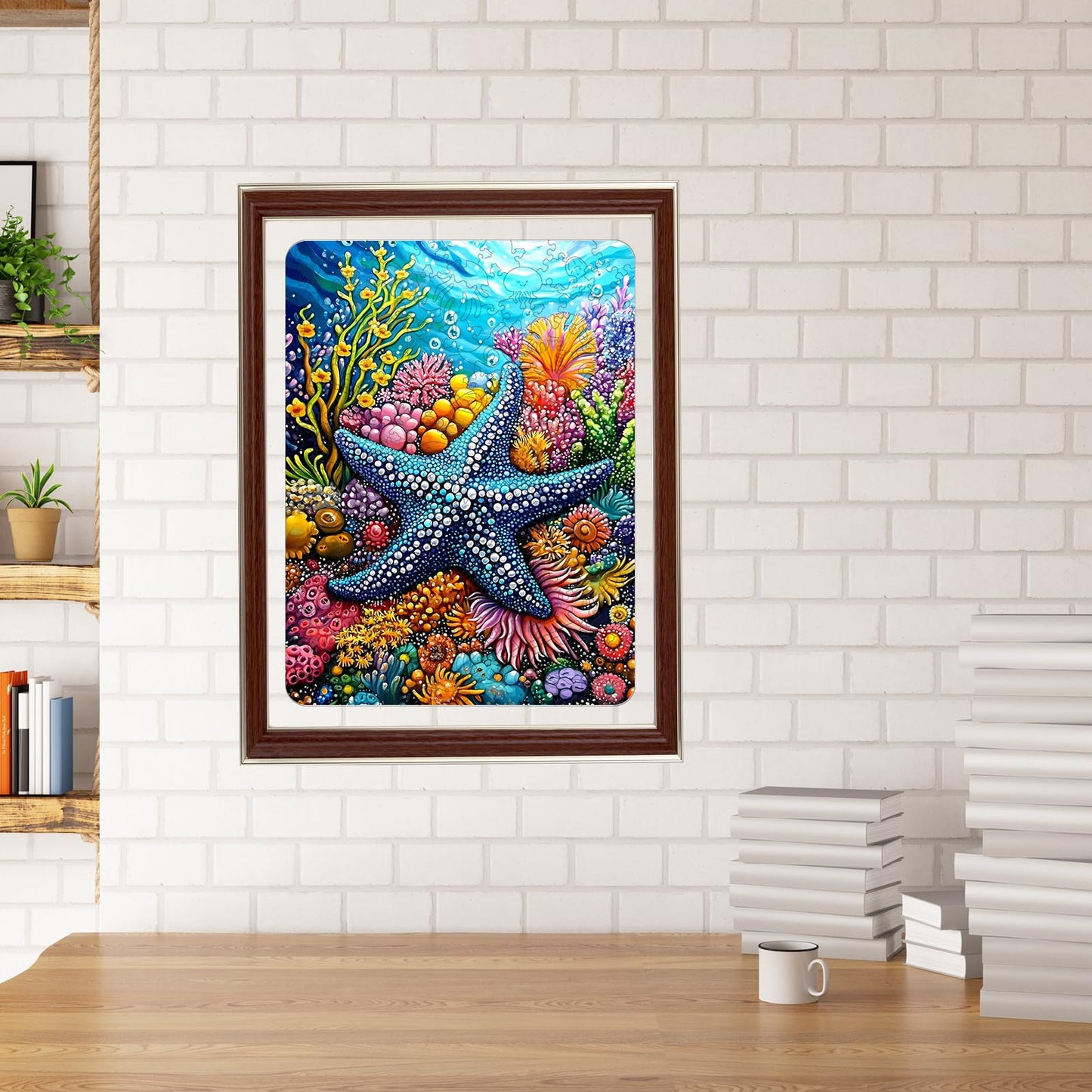 Mocfesk Wooden Puzzles for Adults, Starfish Wooden Puzzles 200 Pieces, Unique Shaped Underwater Ocean Jigsaw Puzzles for Adults and Kids, Birthday Gifts Fun Family Game 11.8 x 8.8 in