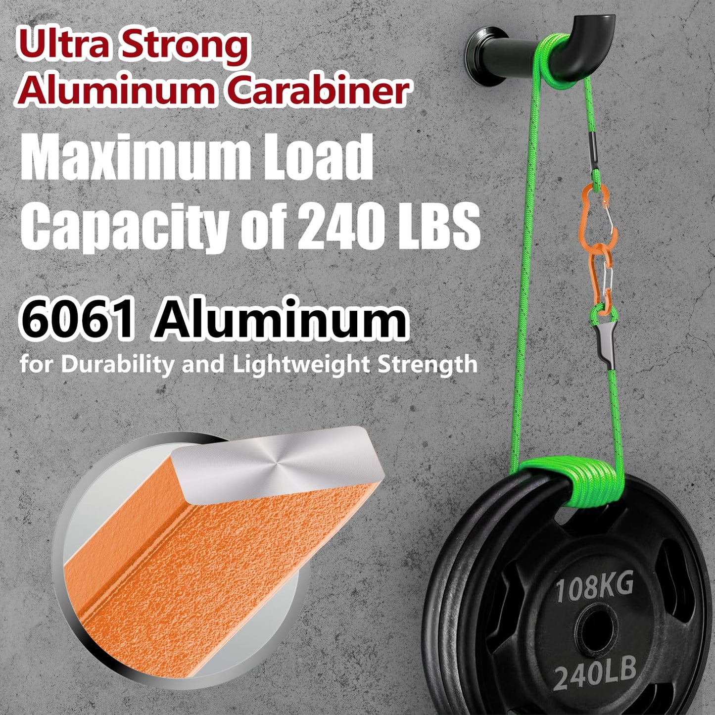 sprookber 3.2 Inch Aluminum Carabiner Clips D Ring, Caribeaner Spring Snap Hook with Keychain for Camping, Hiking, Gym & Outdoor Gear, Set of 10(Multicolor)