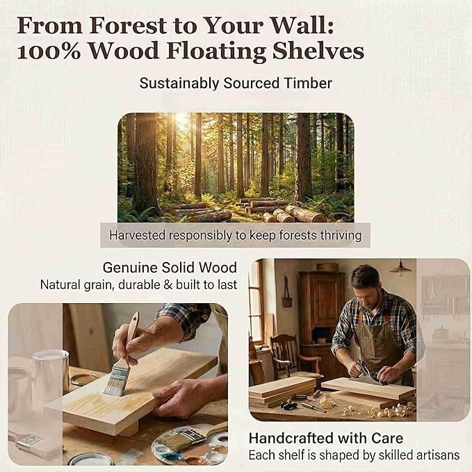 SAUMONIERES Floating Shelves Wall Shelf Solid Wood