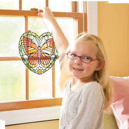 Melissa & Doug Stained Glass Butterfly Kit| Arts and Crafts for Children Age 5+ | Kids Activity Window Art Kit | Mess Free Activity | Gifts for Boys & Girls
