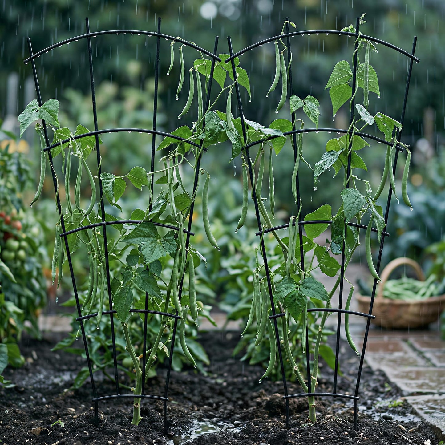 Thealyn 4 Pack 43" Metal Plant Trellis for Pots & Garden Beds, Rustproof Support for Indoor Outdoor Climbing Plants, Vines, Flowers, Fan Shaped, Black