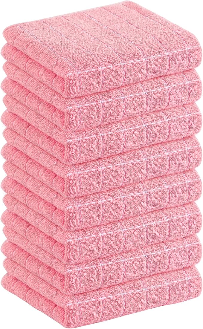 Homaxy 100% Cotton Terry Kitchen Towels, Checkered Designed, Soft and Super