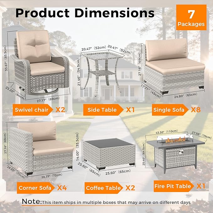 14-Seat Outdoor Wicker Patio Furniture Set