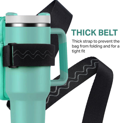 Water Bottle Pouch For Stanley Quencher Adventure 40oz - Stanley Cup Accessories - Tumbler Pouch - Stanley IceFlow 30oz - Gym Tumbler Accessories for Women - Perfect Size for All Phones (BLACK)