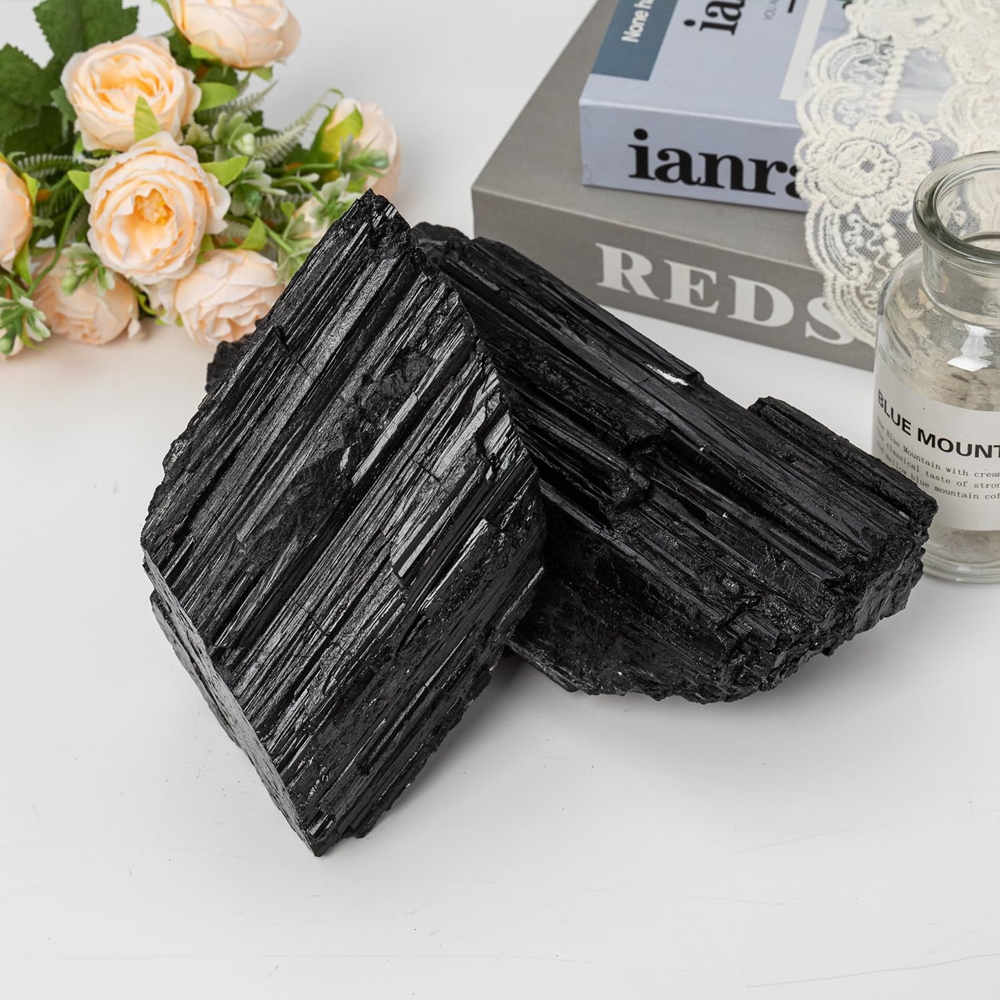 SMOHEAL Large Raw Black Tourmaline Crystal Natural Rough Stone Healing Crystals for Meditation Reiki Energy Decoration 4-6lbs