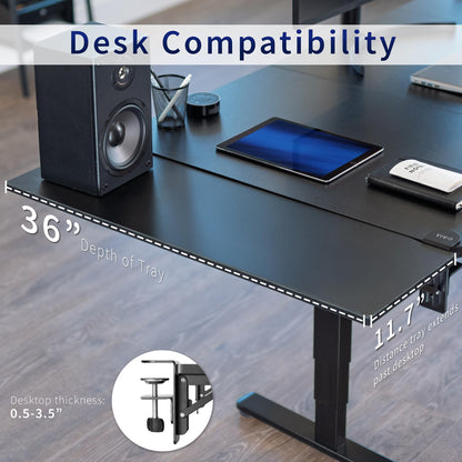 VIVO Clamp-on 6 x 9 inch (11 Including Clamps) Desk Extender, Wrist Support, Armrest Tray, Table Mount for Sit Stand Desks, Black, DESK-EXT09