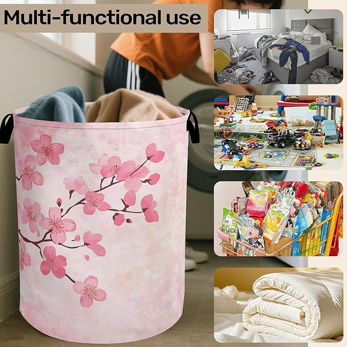 Pink Cherry Blossoms Laundry Basket