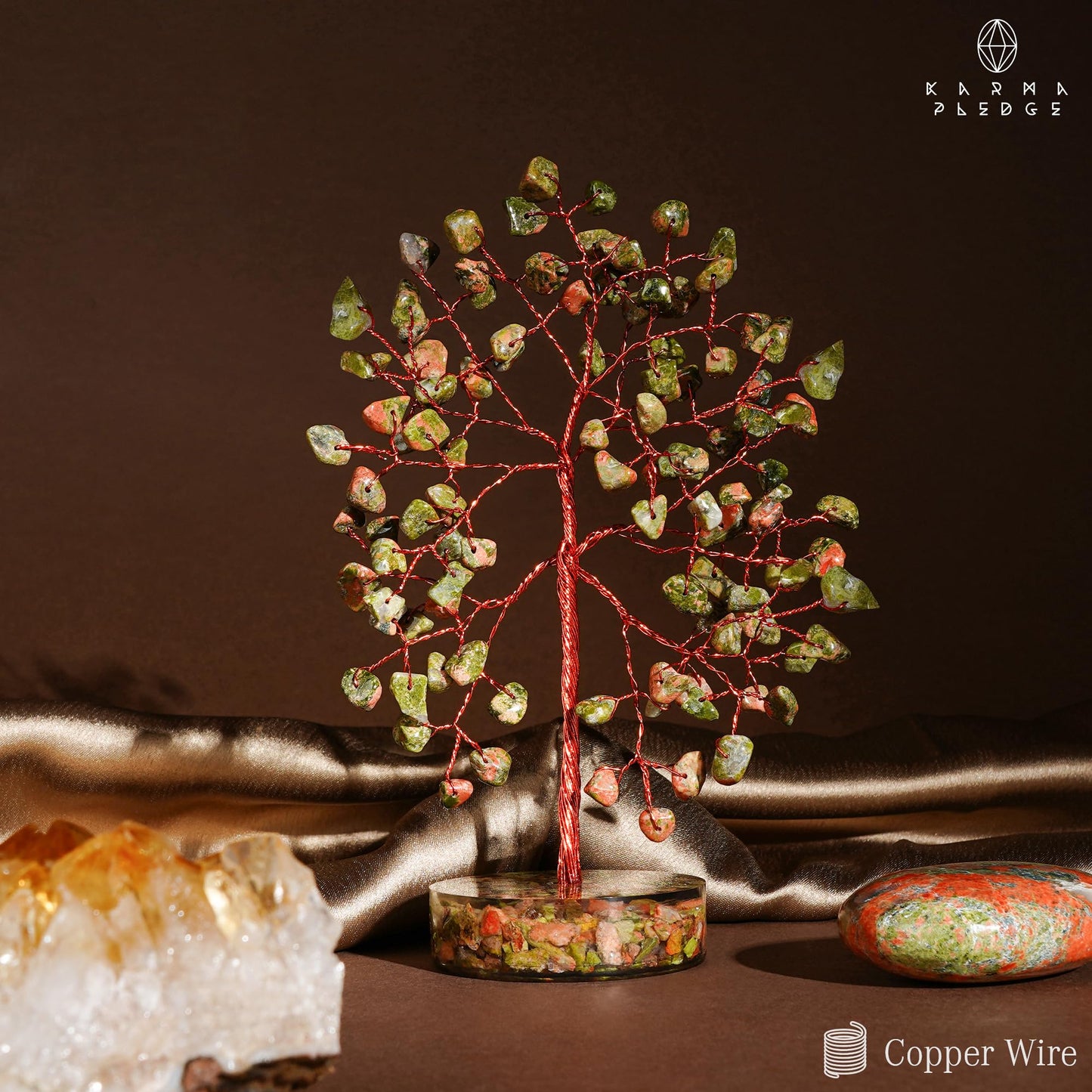 Unakite Crystal Tree of Life Birthday Gifts for Women, Men, Friends, Handmade Chakra Healing Crystals Tree for Home Office Decor, Positivity, Good Luck, Money, Unique Gifts for Her Mom, Sister, Dad