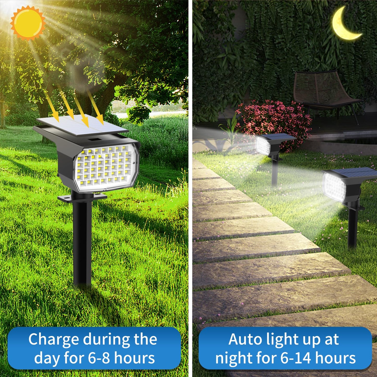 Tadyreal Solar Spot Lights Outdoor 10 Pack, [46 LED/3 Modes] Solar Landscape Spotlights Waterproof, 2-in-1 Auto On/Off Solar Powered Lights for Outside Yard Garden Wall Pathway(Cool White)