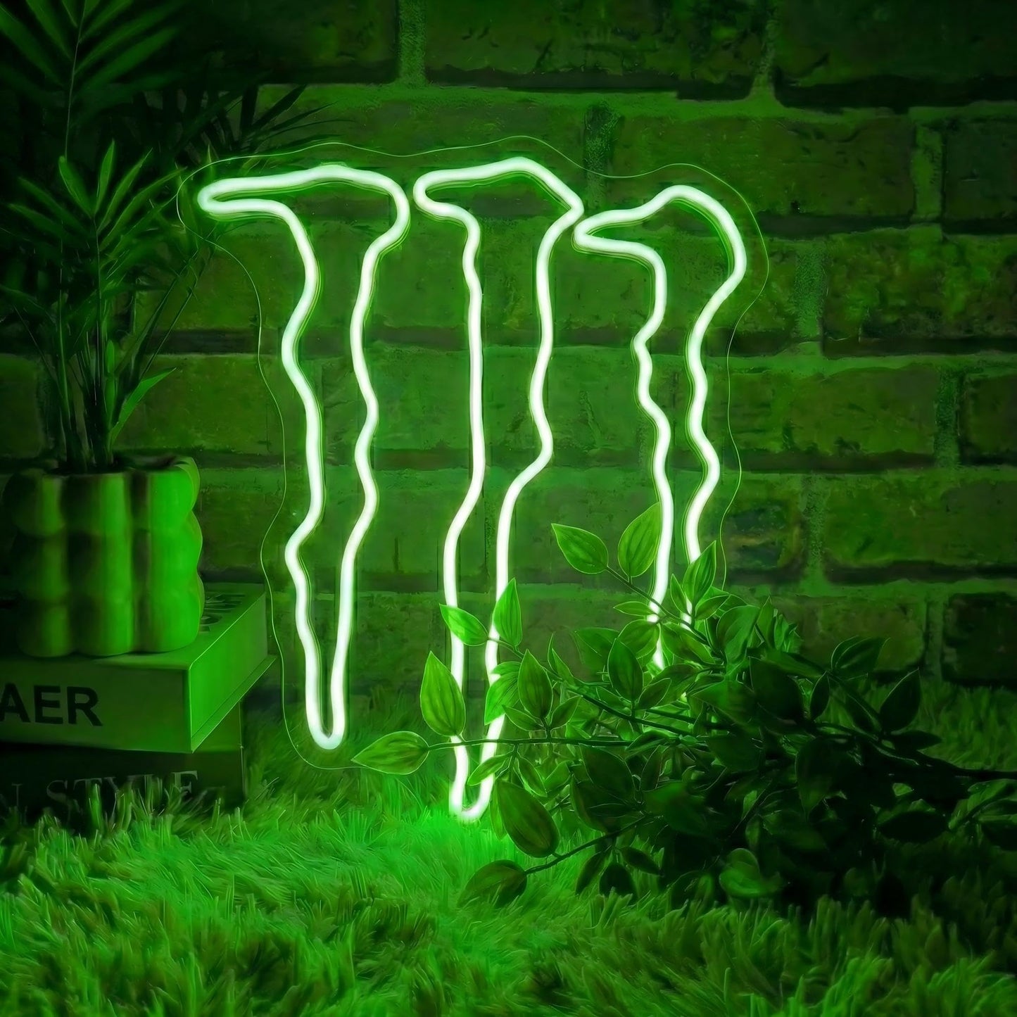 SOCCMIX Green Energy Neon Sign Wall Decor for Bedroom – Man Cave LED Light for Gaming Room & Drinks Bar | Stylish Mark Neon Art Gift for Men - 15.75" x 12.8"