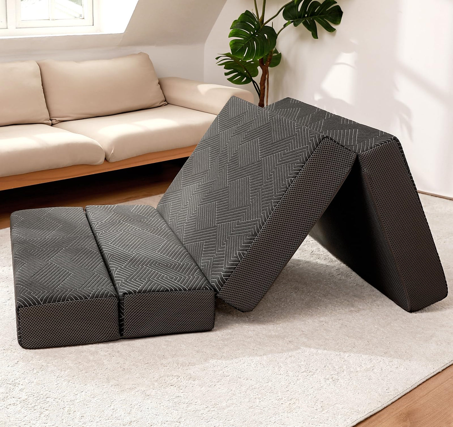 Folding Mattress,6 inch Full Size Foldable Mattress with a Collapsible and Washable Cover,Medium-Firm Suitable for RV Travel, Camping, Guest Bed,Murphy Bed 78"×52"×6"