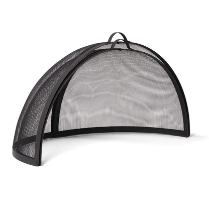 SUNCREAT Outdoor Fire Pit Spark Screen Cover Accessory, Patio Round Easy-Opening Fire Mesh Screen Guard, Heavy Duty Steel Fire Pit Ember Lid with Hinge, 32 Inch