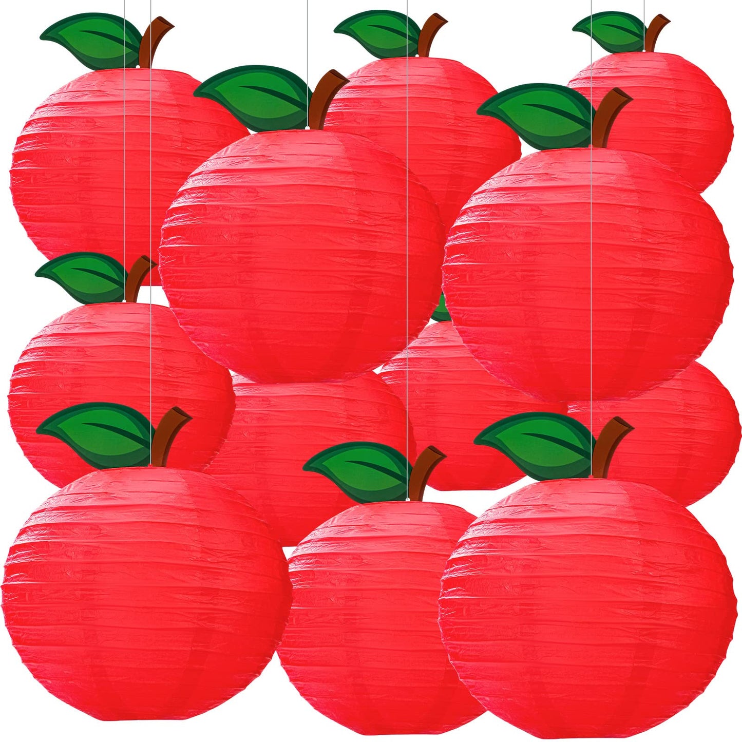 Retisee 12 Pcs 10 Inch Hanging Paper Lanterns Party Decorations Pastel Classroom Decor for Birthday Back to School Party Decoration for Classrooms Wedding Birthday Ceilings(Red,Apple)