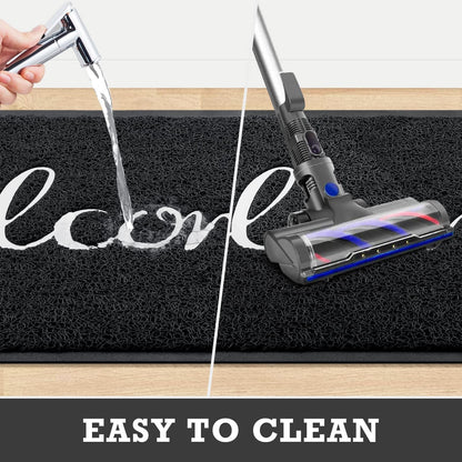 CozyBounty Black Door Mat Welcome Mats Outdoor Indoor Non-Slip Doormat for Entryway Low-Profile Floor Mat for Yard, Garage, High Traffic Areas (30"x17.5", Black)