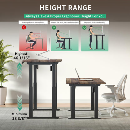 JWX 4-Leg Standing Desk Frame with Dual Motors, Electric Height Adjustable Desk Base, Heavy Duty 330 lbs Load, Fits Desktop 39″–79″, Anti-Collision, Memory Presets, Black Frame Only