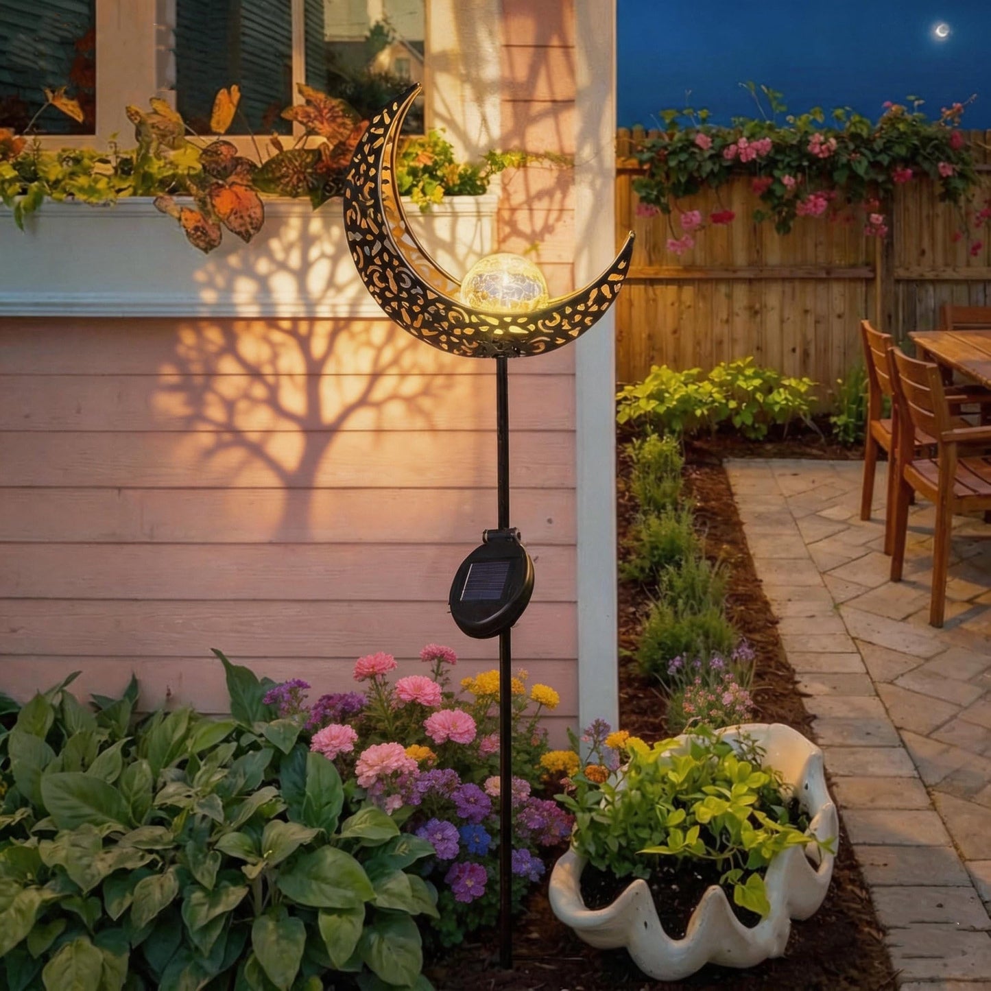 TAKE ME Moon Solar Lights Christmas Gifts for Women Garden Outdoor Decor Waterproof Metal Solar Stakes Lights for Patio Yard Walkway Lawn Patio Mothers Garden Gifts Mom Wife Grandma