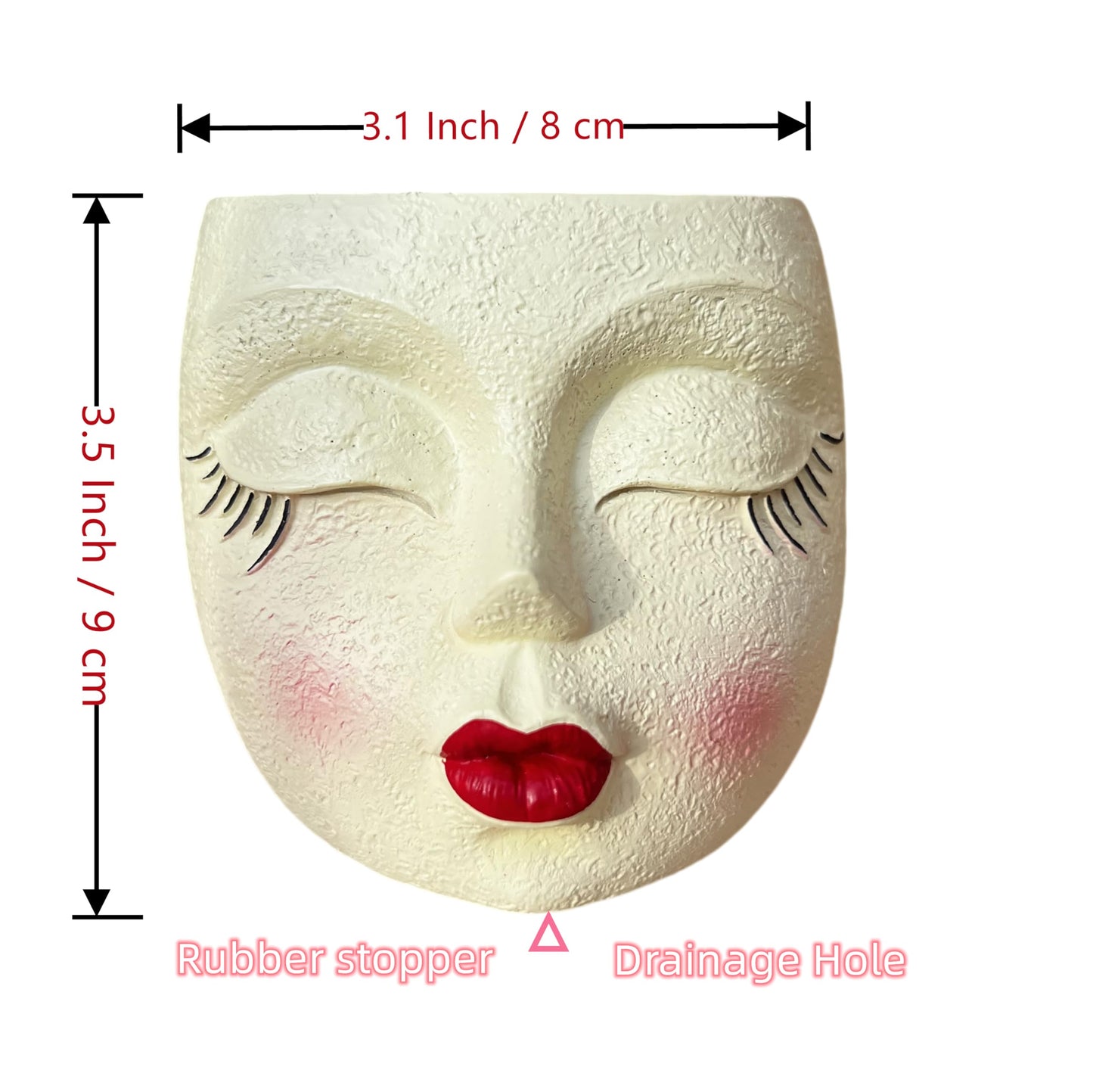 EylbKey Girl Face Flower Pot Small Lady Head Planter Funny Flower Pot for Cactus Lovely Resin Head Face Planter with Anti-Friction Pads Pale Yellow 1Pack