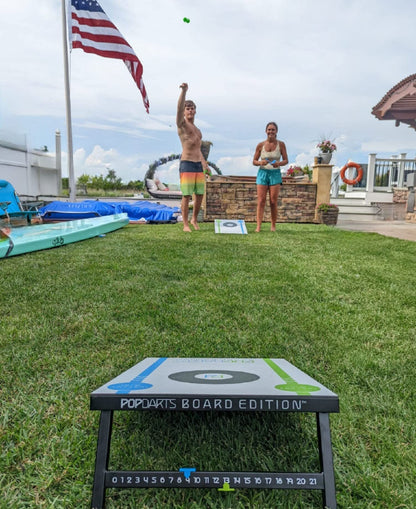 Popdarts Board Edition Set - Backyard, Indoor and Outdoor Game - Great Cornhole Alternative - Includes 2 All-Weather Boards, Original Set, Travel Case, and Score Keeper