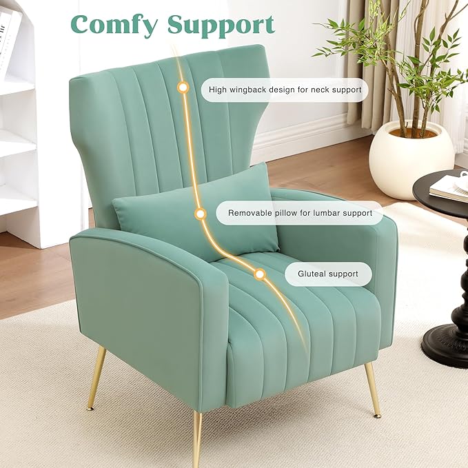 Accent Chairs Set of 2, Upholstered Living Room Chairs, High Back Arm Chairs