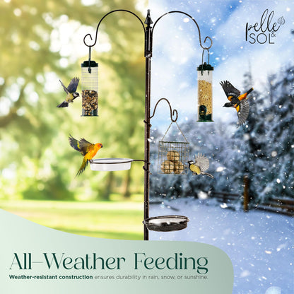Pelle & Sol Bird Feeder with 3 Bird Feeders & 2 Dishes | Bird Feeders Hanging Station, Bird Feeding Stations for the Garden, Bird Feeders for Small Birds, Bird Feeder Station, Bird Feeding Station
