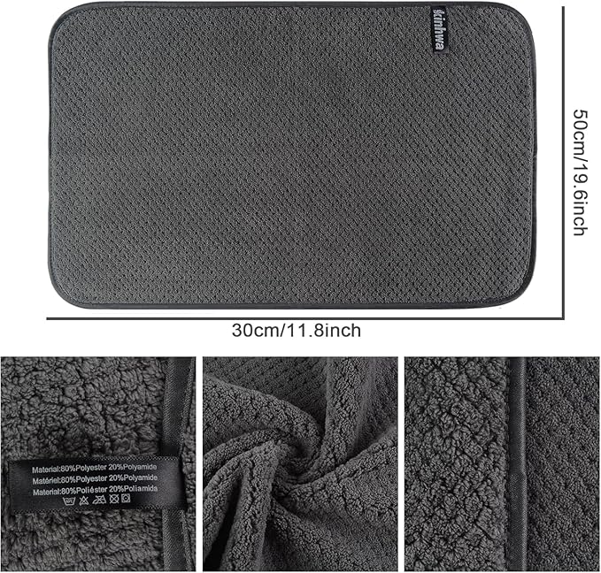 KinHwa Microfiber Hand Towels for Bathroom Soft and Absorbent Face Towels Grey