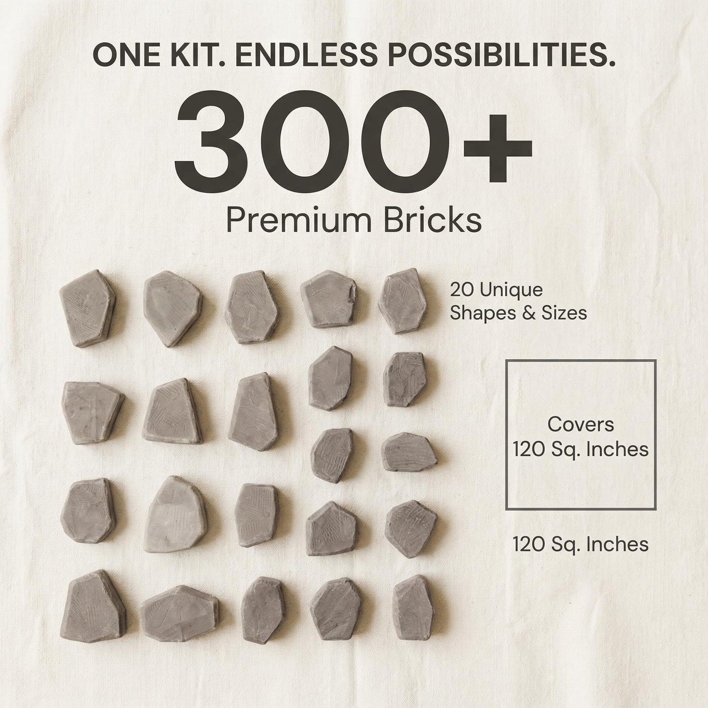 Mini Bricks, 300 pcs, 1:12 Scale Stone-Style Pavers for Dollhouse Walls & Patios, REDUCIO!